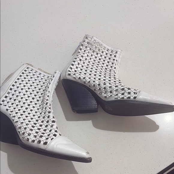 Jeffrey Campbell Waven Woven Leather Booties - Picture 5 of 11